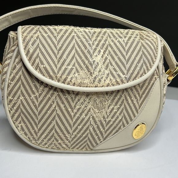 Vintage Mark Cross Chevron Print Leather Crossbody Bag - Picture 2 of 14